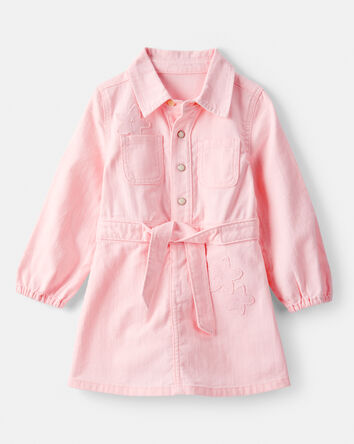 Tout-petit fille - Robe à manches longues en coton brodée – Rose, 