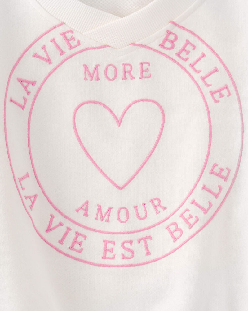 Filles - Chandail en jersey bouclette &laquo;More Amour&raquo; - Ivoire, image 3 sur 3 diapositives
