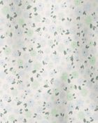Baby Girl Floral 2-Way Zip 100% Cotton Sleeper - Green/Ivory, image 3 of 4 slides