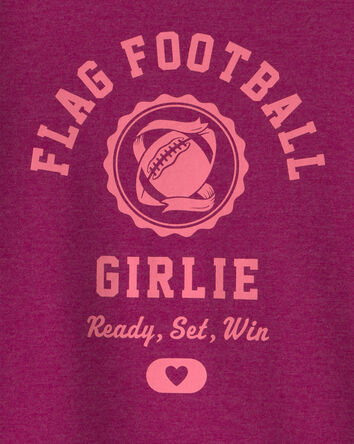 Filles - T-shirt manches longues &agrave; imprim&eacute; &laquo;Flag Football Girlie&raquo; - Bourgogne, 