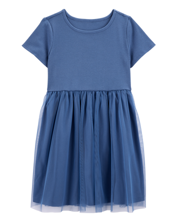 Kid Solid Short-Sleeve Dress - Navy, 
