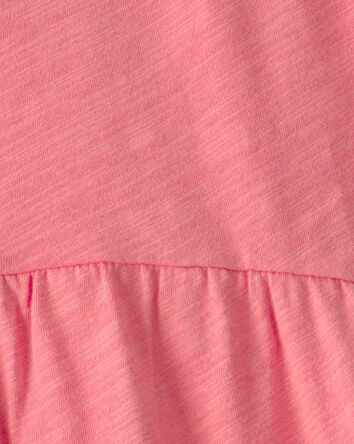 Filles - Haut p&eacute;plum &agrave; manches courtes - Corail, 