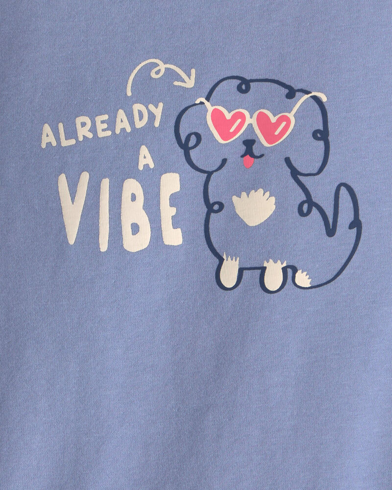 Baby Girl 'Already A Vibe' Dog Long-Sleeve Graphic Bodysuit - Blue, image 2 of 3 slides