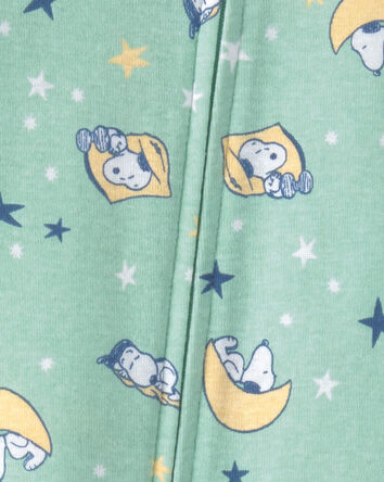 Baby Peanuts Snoopy 100% Cotton Snug Fit 1-Piece Pyjama - Green, 