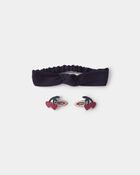 Toddler Girl 2-Pack Cherry Headwrap & Hair Clip Set - Navy/Red, image 1 of 2 slides