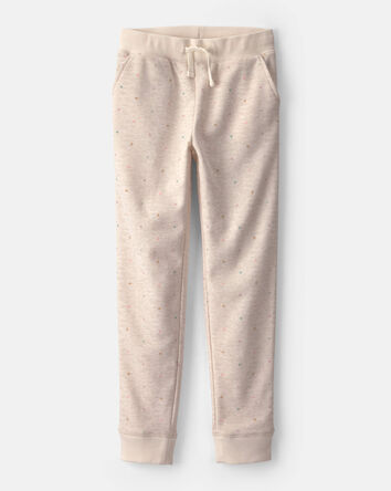 Girls Heart Drawstring Knit Joggers - Cream, 