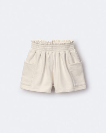 Toddler Girl Fleece Swing Short with Pockets - Cream, 