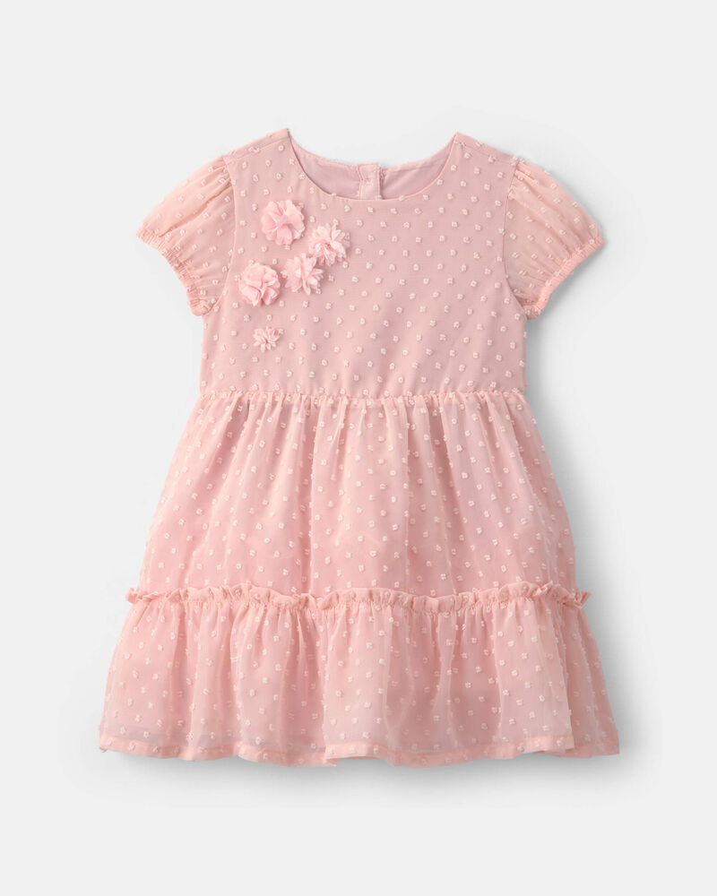 Toddler Swiss Dot Occasion Dress - Pink, image 1 of 4 slides
