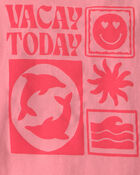 Girls 'Vacay Today' Beach Graphic Tank - Pink, image 2 of 3 slides