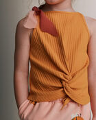 Toddler Girl Tie-Front Ribbed Tank - Mustard Yellow, image 3 of 5 slides