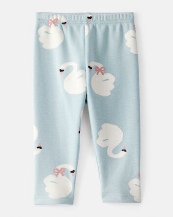 Baby Girl Swan Pull-On Stretch Cozy Leggings - Blue, 
