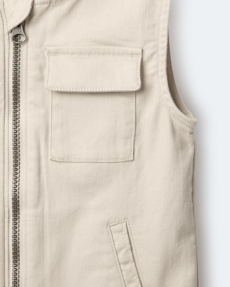 Toddler Zip-Up Vest - Khaki, image 6 of 6 slides