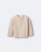 Toddler Girl Striped Long-Sleeve Relaxed Tee - Cream/Tan, image 6 of 7 slides