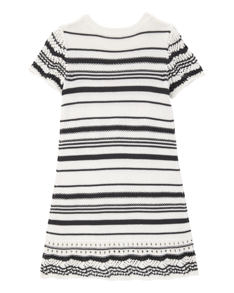 Jeune Robe chandail à rayures - Blanc, image 2 sur 5 diapositives