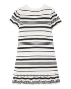 Jeune Robe chandail à rayures - Blanc, image 2 sur 5 diapositives