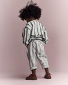 Tout-petit - Pantalon &agrave; poches en jersey bouclette &agrave; rayures - Sauge, image 4 sur 7 diapositives