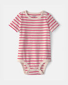Baby Striped Bodysuit - Red/Ivory, image 1 of 3 slides