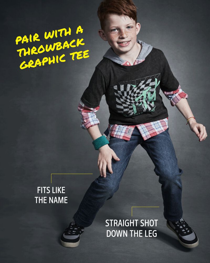 Enfant Jeans droit - délavage bleu ancre foncé, image 3 sur 6 diapositives