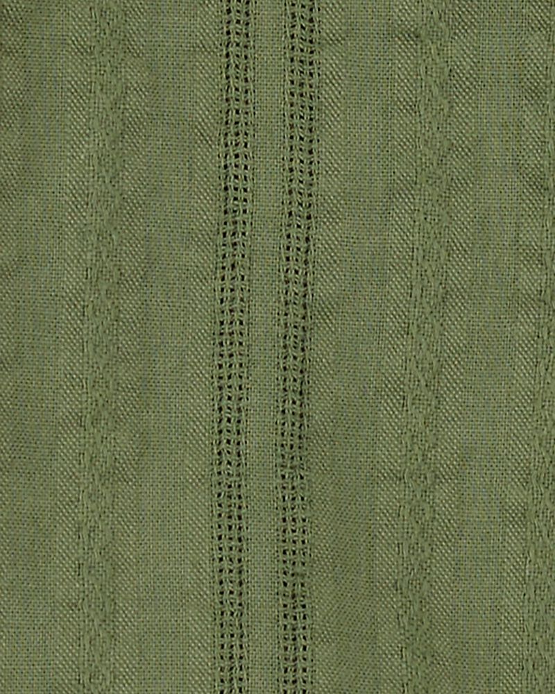 Baby Button-Down Cotton Romper - Green, image 2 of 3 slides