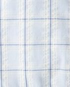 Baby Boy 2-PC Plaid Romper & Hat Set - Blue, image 2 of 3 slides