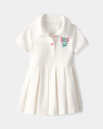 Baby Girl Pleated Tennis Dress - Ivory, 