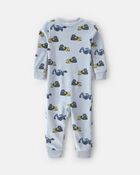 Tout-petit gar&ccedil;on - Pyjama ajust&eacute; 1 pi&egrave;ce en DreamPlush &agrave; motif construction - Bleu, image 2 sur 3 diapositives