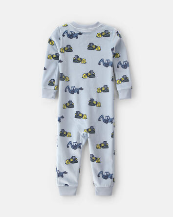 Tout-petit gar&ccedil;on - Pyjama ajust&eacute; 1 pi&egrave;ce en DreamPlush &agrave; motif construction - Bleu, 