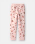 Filles - Pantalon de jogging en tricot avec cordon de serrage, floral - Rose, image 1 sur 3 diapositives