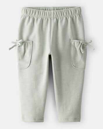 Baby Girl Bow Pocket French Terry Pants - Green, 