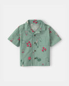 Baby Boy Veggies Fruit Short-Sleeve Button-Down Shirt - Green, image 1 of 3 slides
