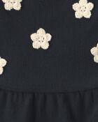 B&eacute;b&eacute; fille - Ensemble 2 pi&egrave;ces haut &agrave; appliqu&eacute;s floraux et short - Noir, image 5 sur 5 diapositives