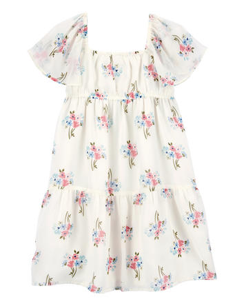 Kid Floral Tiered Short-Sleeve Dress, 