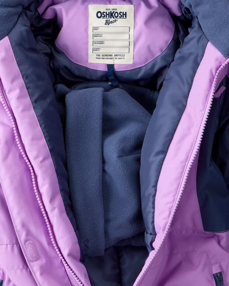 Girls 1-Piece Taslan Snowsuit - Violet, image 5 of 7 slides
