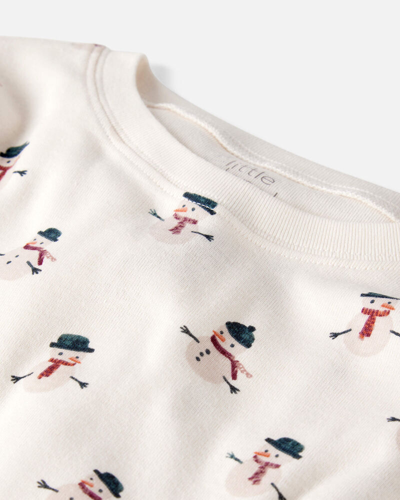 Jeune - Pyjama 2 pi&egrave;ces en coton biologique &agrave; motif bonhomme de neige, image 2 sur 3 diapositives