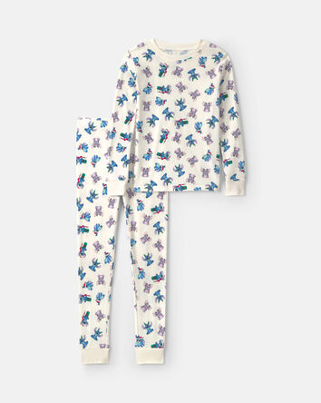 Jeune - Pyjama ajust&eacute; 2 pi&egrave;ces en 100 % coton &agrave; motif Stitch pour No&euml;l &ndash; Ivoire, 