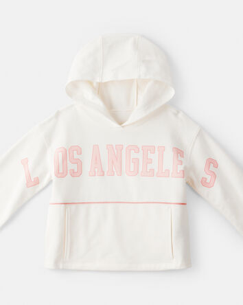 Filles - Chandail &agrave; capuchon en coton &agrave; manches longues imprim&eacute; Los Angeles - Cr&egrave;me, 
