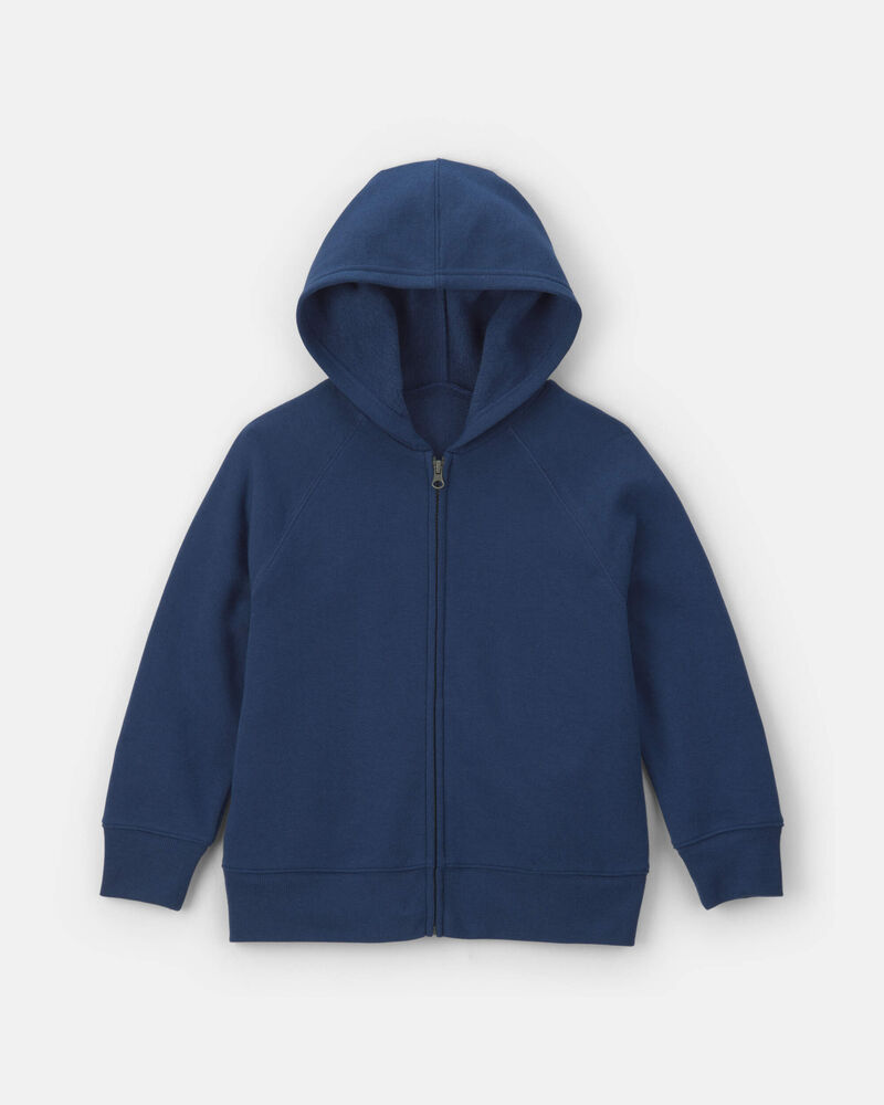 Boys Fleece Zip-Up Hoodie - Navy Blue, image 1 of 3 slides