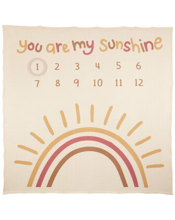 Bébé Couverture Milestone crème à motif de soleil, 