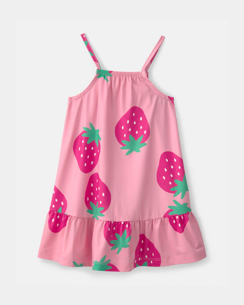 Toddler Girl Strawberry Swim Dress - Pink, image 1 of 4 slides