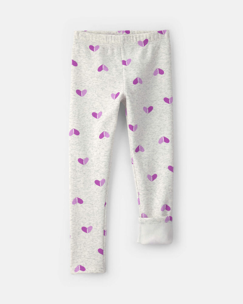 Filles - Legging extensible en molleton &agrave; motif c&oelig;ur &ndash; Gris/Mauve, image 3 sur 4 diapositives