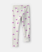 Filles - Legging extensible en molleton &agrave; motif c&oelig;ur &ndash; Gris/Mauve, image 3 sur 4 diapositives