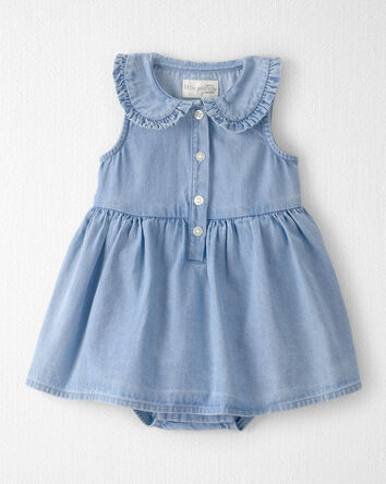Baby Girl Organic Cotton Chambray Bodysuit Dress, 