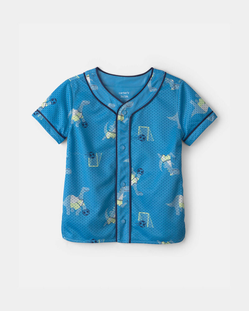 Toddler Boy Dinosaur Mesh Jersey - Blue, image 1 of 3 slides
