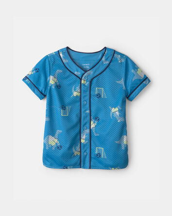 Toddler Boy Dinosaur Mesh Jersey - Blue, 