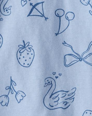 Toddler Girl Icon Print Long Sleeve Tee - Blue , 