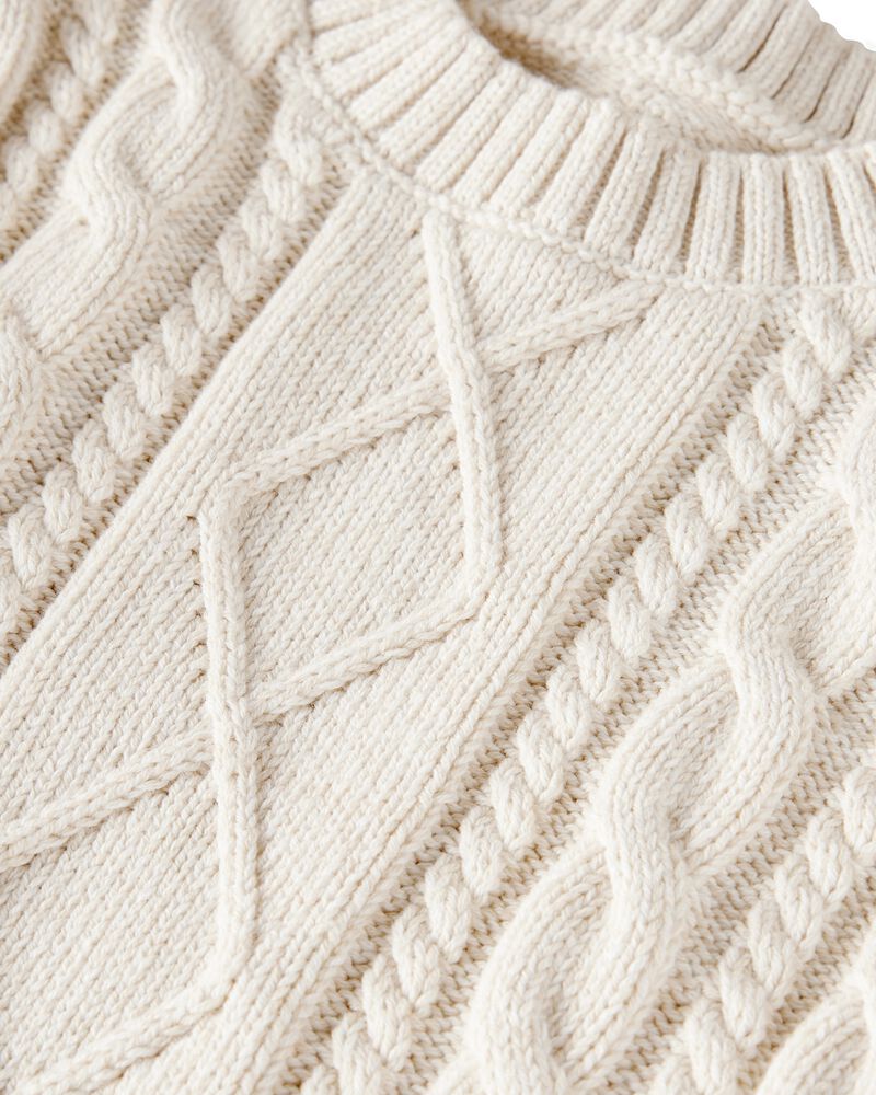 Toddler Organic Cotton Cable Knit Sweater, image 2 of 4 slides
