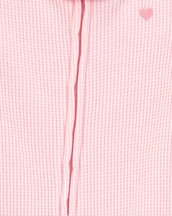 Bébé Pyjama 1 pièce à pieds en tricot gaufré à cœurs - Rose, 