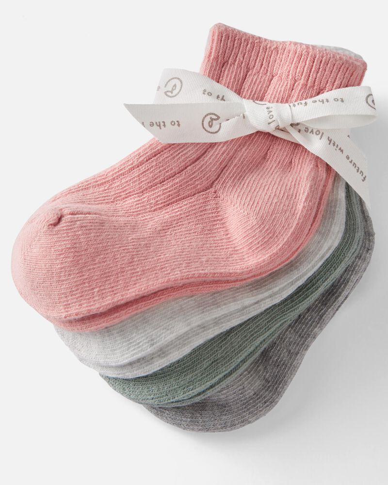 Bébé - Emballage de 4 paires de chaussettes en coton côtelé biologique, image 2 sur 2 diapositives