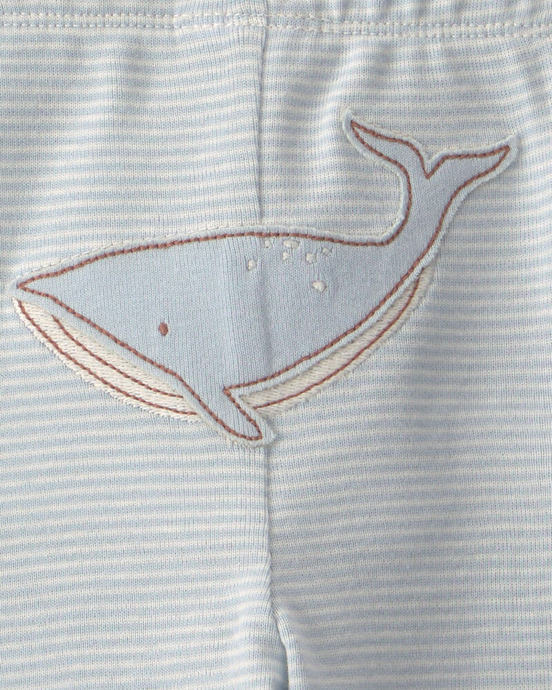 B&eacute;b&eacute; - Ensemble 3 pi&egrave;ces cache-couches et pantalon &agrave; motif de baleine &ndash; Bleu/Ivoire, image 4 sur 4 diapositives
