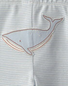 B&eacute;b&eacute; - Ensemble 3 pi&egrave;ces cache-couches et pantalon &agrave; motif de baleine &ndash; Bleu/Ivoire, image 4 sur 4 diapositives